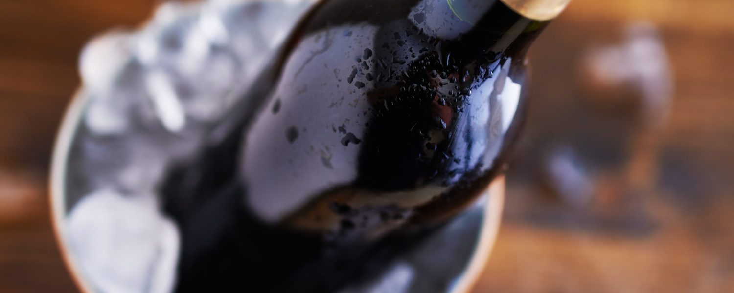 wine bottle in ice bucket